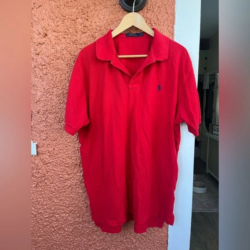 Ralph Lauren Polo Shirt Men's Extra Large XL Red Navy Pony